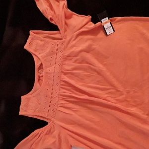 Orange cold shoulder top with eyelets